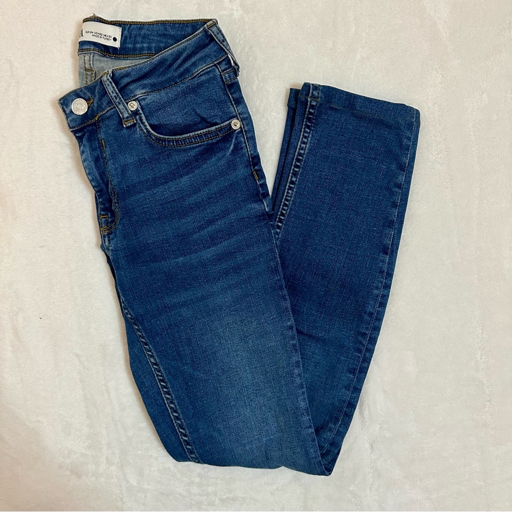 Zara Low Rise Hemmed Skinny Jeans Denim Collection Indigo Wash Size 2